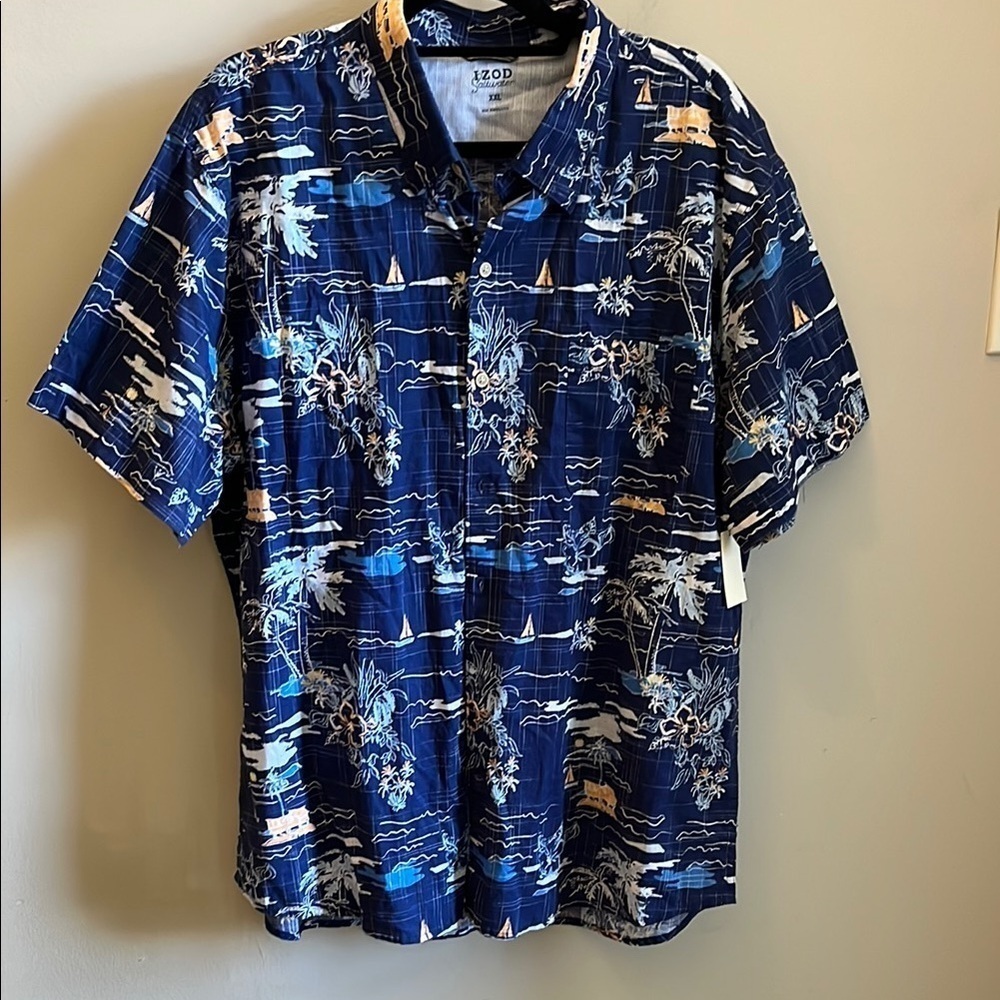 Izod Saltwater Men’s Casual Button Down NWT Size XXL Short Sleeves Vacation